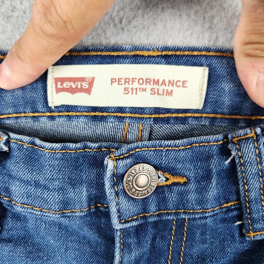 Levi's‎ 511 Jeans Boys 14 Blue Denim Medium Wash Performance Slim Straight Leg